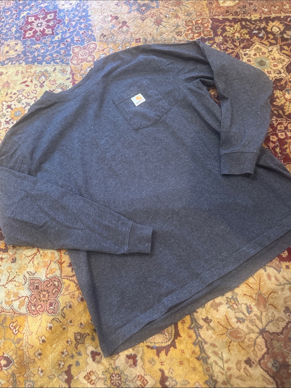 Carhartt Dark Heather Gray Long-Sleeve Pocket Tee size large